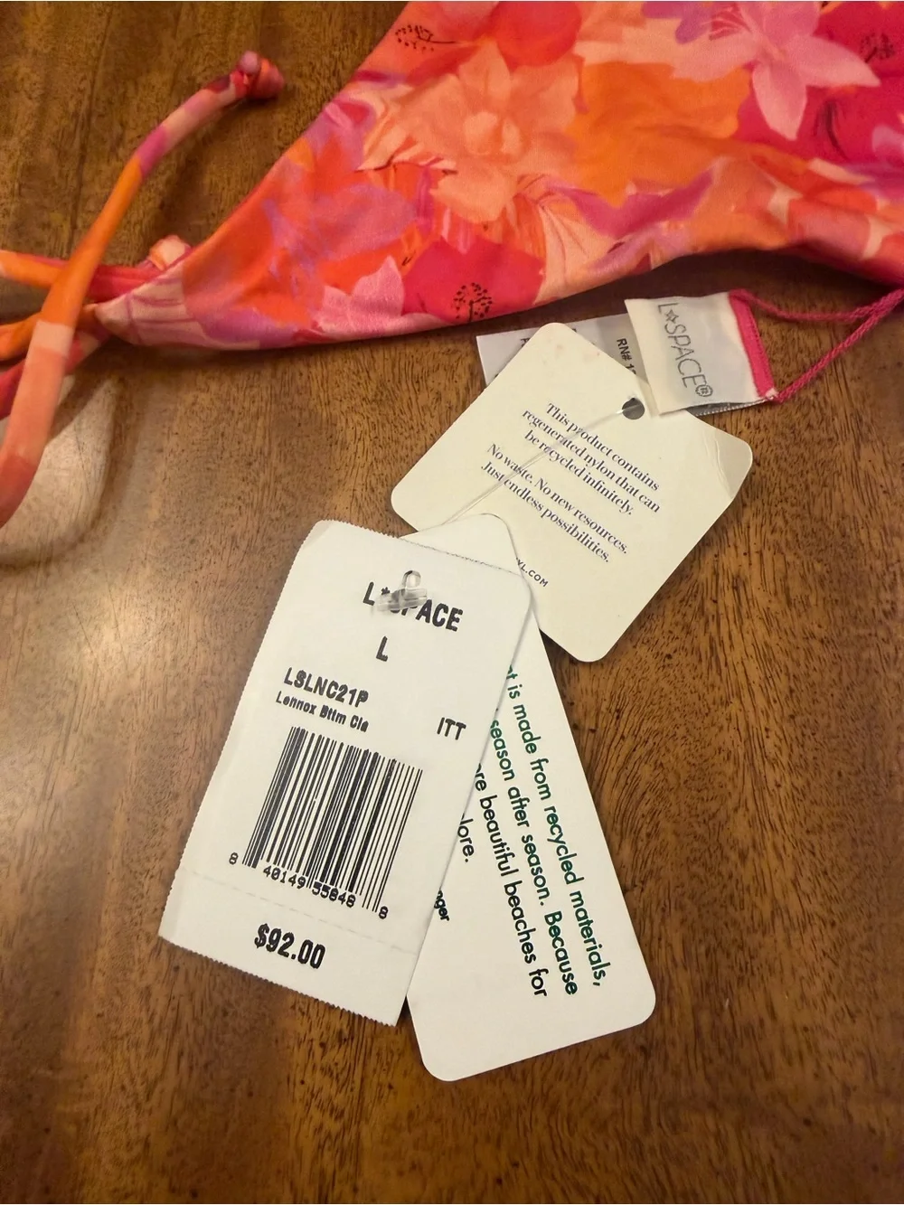 L*SPACE women’s Lennox LSLNC21P Pink And Orange Floral Tie-Side Bikini Bottoms